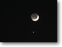 月の地球照と土星